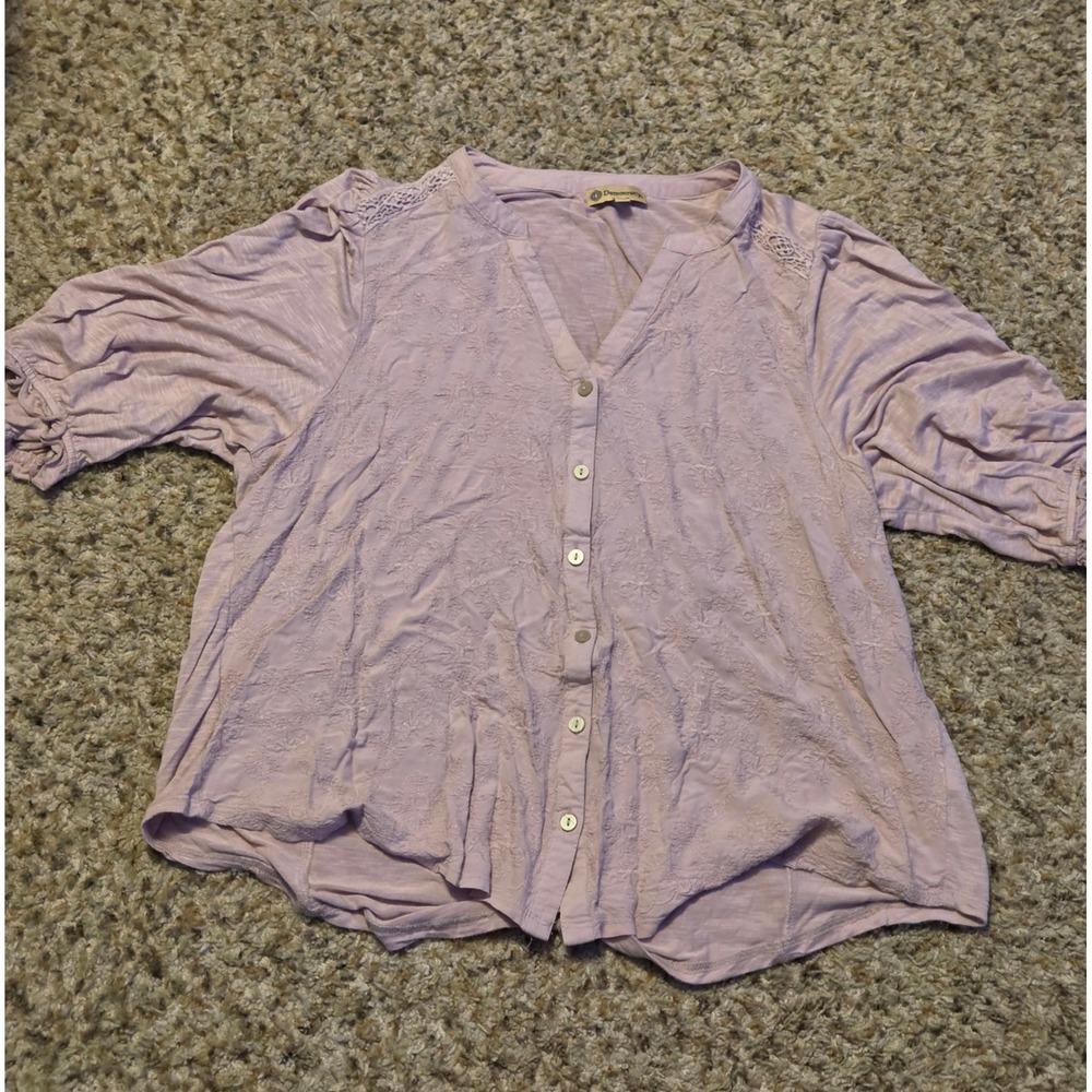 Democracy Embroidered Button Up Front Blouse Women's Size 2X Pink - Picture 8 of 11
